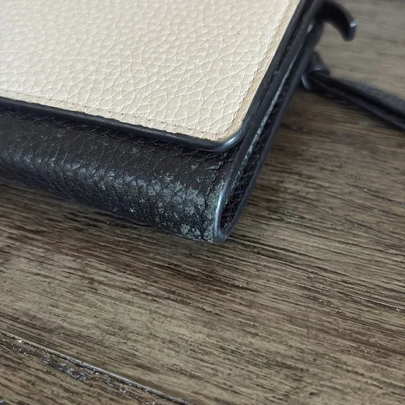 [Kate Spade] Snap-Button Medium Sized 2-Tone Beige/Black Leather Designer Wallet - Picture 10 of 12